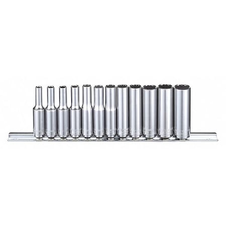 1/4 in Drive Socket Set, Metric, 12pcs, Skt St, Chrm, 20-26 mm, 6Pt MPN:53PN32