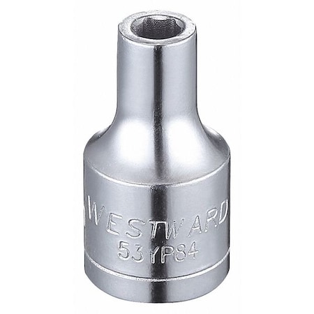 WESTWARD 1/4 in Drive, 3.5mm Hex Metric Socket, 6 Points, Steel, Chrome, 3.5 mm MPN:53YP84