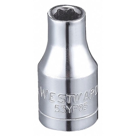 WESTWARD 1/4 in Drive, 4mm Hex Metric Socket, 6 Points, Steel, Chrome, 4 mm MPN:53YP85