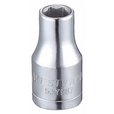 WESTWARD 1/4 in Drive, 5mm Hex Metric Socket, 6 Points, Steel, Chrome, 5 mm MPN:53YP87