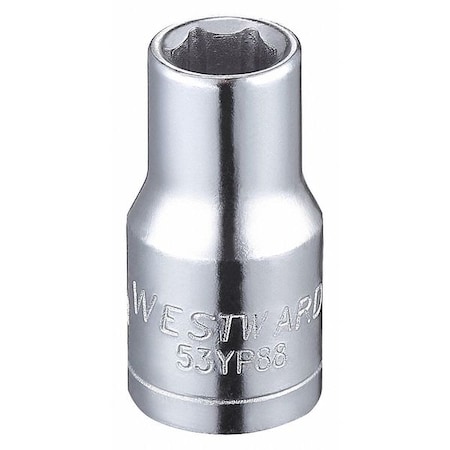 WESTWARD 1/4 in Drive, 5.5mm Hex Metric Socket, 6 Points, Steel, Chrome, 5.5 mm MPN:53YP88
