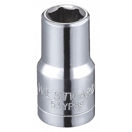WESTWARD 1/4 in Drive, 6mm Hex Metric Socket, 6 Points, Steel, Chrome, 6 mm MPN:53YP89