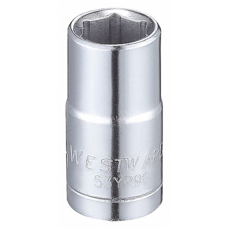 WESTWARD 1/4 in Drive, 7mm Hex Metric Socket, 6 Points, Steel, Chrome, 7 mm MPN:53YP90