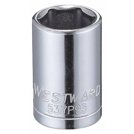WESTWARD 1/4 in Drive, 10mm Hex Metric Socket, 6 Points, Steel, Chrome, 10 mm MPN:53YP93