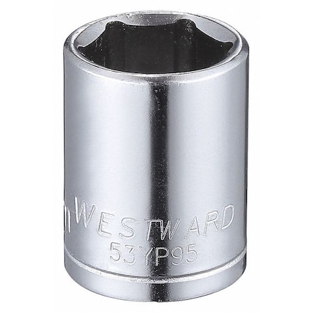 WESTWARD 1/4 in Drive, 12mm Hex Metric, Socket, 6 Points, Steel, Chrome, 12 mm MPN:53YP95