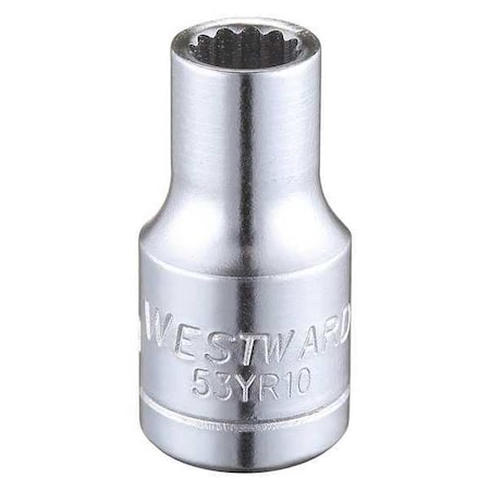 WESTWARD 1/4 in Drive, 5mm Triple Square Metric Socket, 12 Points, Steel, Chrome, 5 mm MPN:53YR10