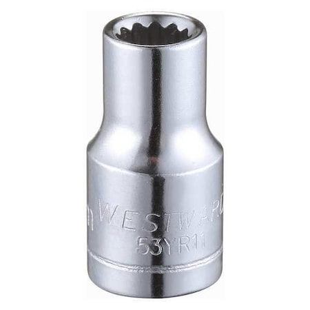 WESTWARD 1/4 in Drive, 5.5mm Triple Square Metric Socket, 12 Points, Steel, Chrome, 5.5 mm MPN:53YR11