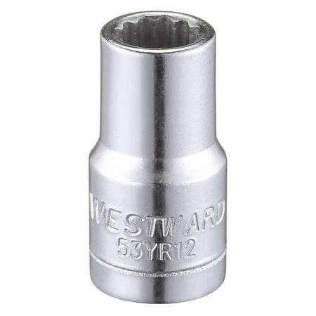 WESTWARD 1/4 in Drive, 6mm Triple Square Metric Socket, 12 Points, Steel, Chrome, 6 mm MPN:53YR12