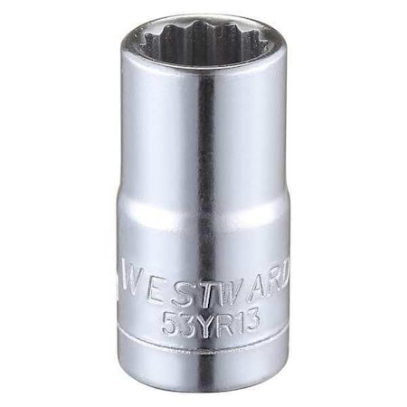 WESTWARD 1/4 in Drive, 7mm Triple Square Metric, Socket, 12 Points, Steel, Chrome, 7 mm MPN:53YR13
