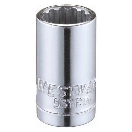 WESTWARD 1/4 in Drive, 8mm Triple Square Metric Socket, 12 Points, Steel, Chrome, 8 mm MPN:53YR14