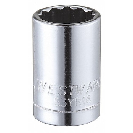 WESTWARD 1/4 in Drive, 10mm Triple Square Metric Socket, 12 Points, Steel, Chrome, 10 mm MPN:53YR16