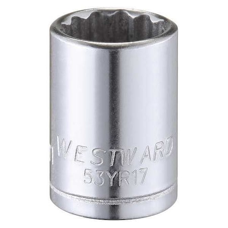 WESTWARD 1/4 in Drive, 11mm Triple Square Metric, Socket, 12 Points, Steel, Chrome, 11 mm MPN:53YR17