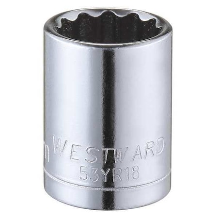 WESTWARD 1/4 in Drive, 12mm Triple Square Metric, Socket, 12 Points, Steel, Chrome, 12 mm MPN:53YR18