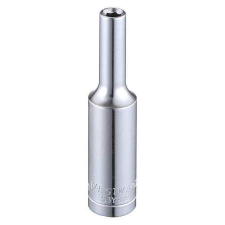 WESTWARD 1/4 in Drive, 3.5mm Hex Metric, Socket, 6 Points, Steel, Chrome, 3.5 mm MPN:53YR29