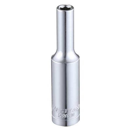 WESTWARD 1/4 in Drive, 4mm Hex Metric, Socket, 6 Points, Steel, Chrome, 4 mm MPN:53YR30