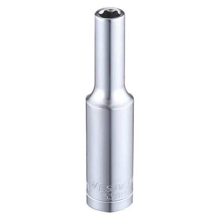 WESTWARD 1/4 in Drive, 4.5mm Hex Metric Socket, 6 Points, Steel, Chrome, 4.5 mm MPN:53YR31