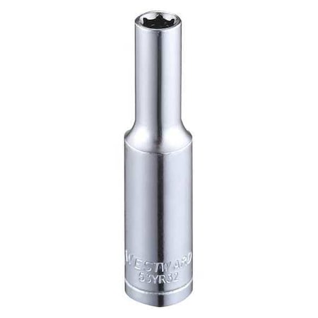 WESTWARD 1/4 in Drive, 5mm Hex Metric, Socket, 6 Points, Steel, Chrome, 5 mm MPN:53YR32