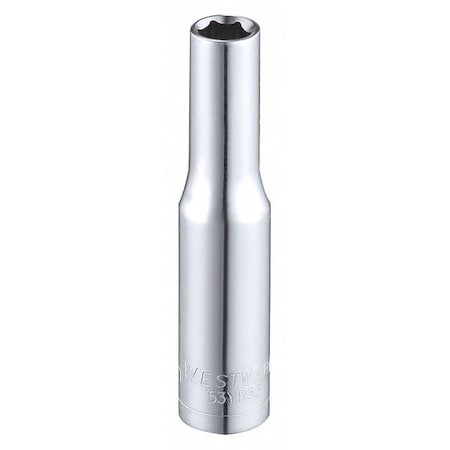 WESTWARD 1/4 in Drive, 5.5mm Hex Metric, Socket, 6 Points, Steel, Chrome, 5.5 mm MPN:53YR33