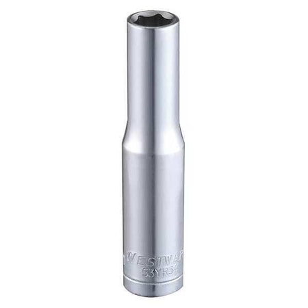 WESTWARD 1/4 in Drive, 6mm Hex Metric, Socket, 6 Points, Steel, Chrome, 6 mm MPN:53YR34