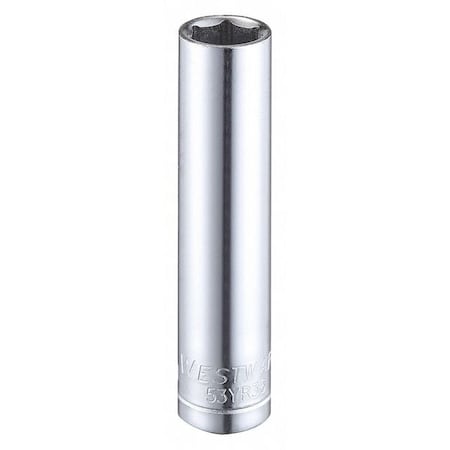 WESTWARD 1/4 in Drive, 8mm Hex Metric Socket, 6 Points, Steel, Chrome, 8 mm MPN:53YR36