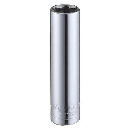 WESTWARD 1/4 in Drive, 9mm Hex Metric Socket, 6 Points, Steel, Chrome, 9 mm MPN:53YR37