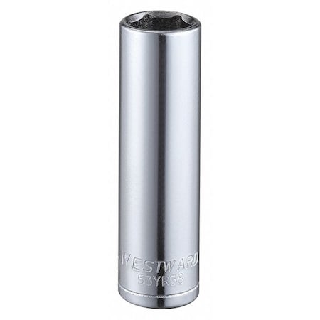 WESTWARD 1/4 in Drive, 10mm Hex Metric, Socket, 6 Points, Steel, Chrome, 10 mm MPN:53YR38