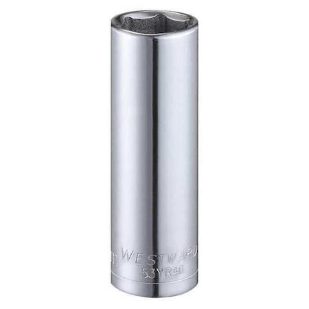 WESTWARD 1/4 in Drive, 12mm Hex Metric Socket, 6 Points, Steel, Chrome, 12 mm MPN:53YR40