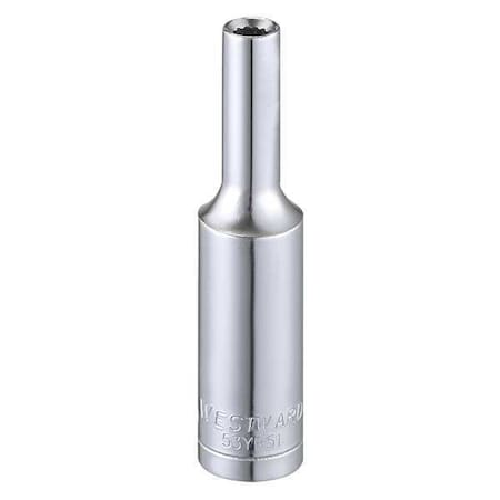 WESTWARD 1/4 in Drive, 3.5mm Triple Square Metric, Socket, 12 Points, Steel, Chrome, 3.5 mm MPN:53YR51
