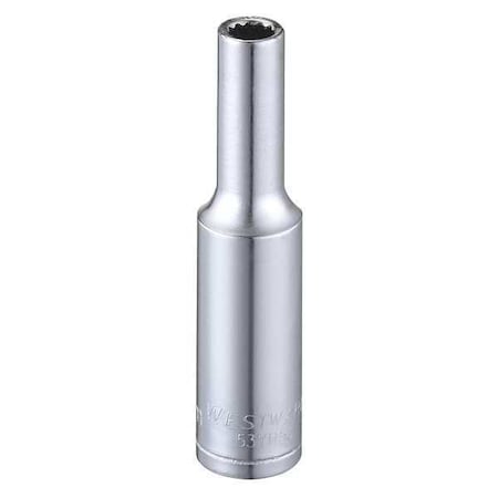 WESTWARD 1/4 in Drive, 4.5mm Triple Square Metric, Socket, 12 Points, Steel, Chrome, 4.5 mm MPN:53YR53