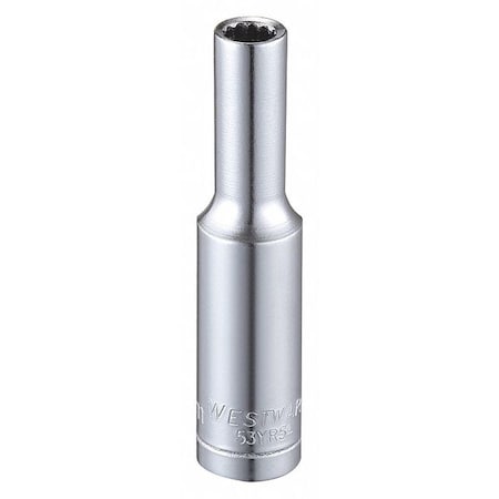 WESTWARD 1/4 in Drive, 5mm Triple Square Metric, Socket, 12 Points, Steel, Chrome, 5 mm MPN:53YR54