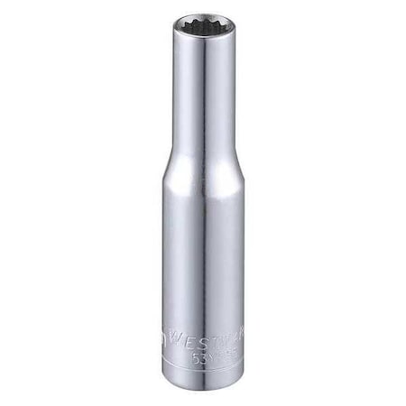 WESTWARD 1/4 in Drive, 5.5mm Triple Square Metric, Socket, 12 Points, Steel, Chrome, 5.5 mm MPN:53YR55