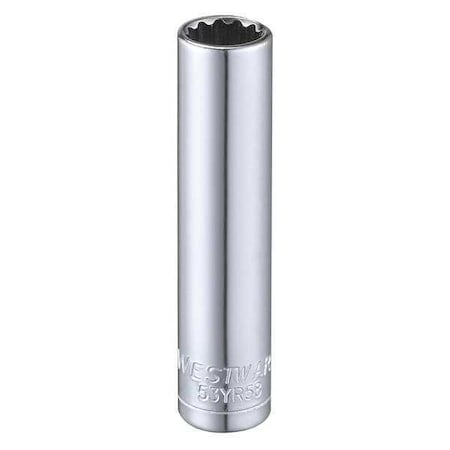 WESTWARD 1/4 in Drive, 8mm Triple Square Metric, Socket, 12 Points, Steel, Chrome, 8 mm MPN:53YR58