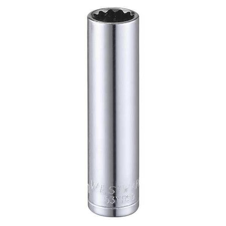 WESTWARD 1/4 in Drive, 9mm Triple Square Metric Socket, 12 Points, Steel, Chrome, 9 mm MPN:53YR59