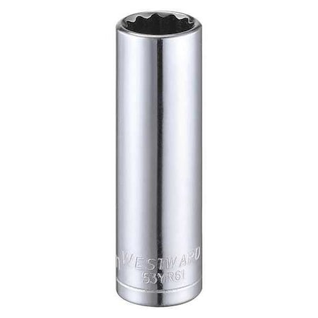WESTWARD 1/4 in Drive, 11mm Triple Square Metric Socket, 12 Points, Steel, Chrome, 11 mm MPN:53YR61