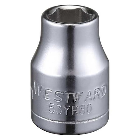 WESTWARD 3/8 in Drive, 8mm Hex Metric Socket, 6 Points, Steel, Chrome, 8 mm MPN:53YR80