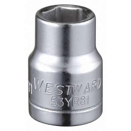 WESTWARD 3/8 in Drive, 9mm Hex Metric Socket, 6 Points, Steel, Chrome, 9 mm MPN:53YR81