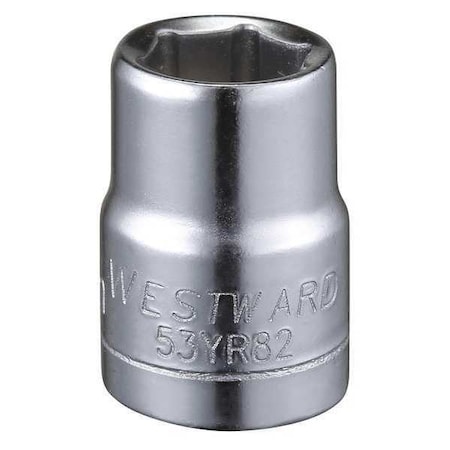 WESTWARD 3/8 in Drive, 10mm Hex Metric Socket, 6 Points, Steel, Chrome, 10 mm MPN:53YR82