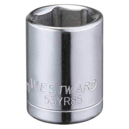 WESTWARD 3/8 in Drive, 13mm Hex Metric Socket, 6 Points, Steel, Chrome, 13 mm MPN:53YR85