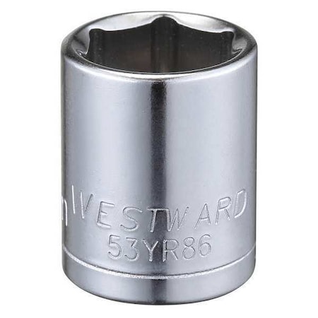 WESTWARD 3/8 in Drive, 14mm Hex Metric, Socket, 6 Points, Steel, Chrome, 14 mm MPN:53YR86