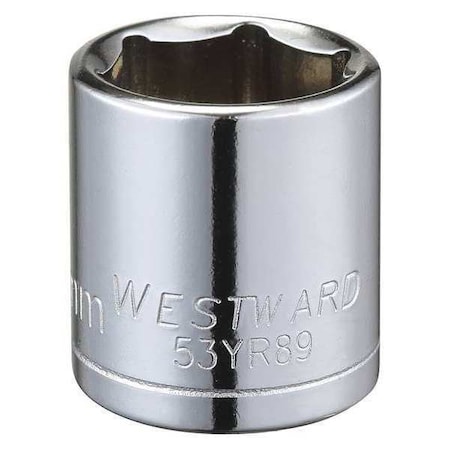 WESTWARD 3/8 in Drive, 17mm Hex Metric Socket, 6 Points, Steel, Chrome, 17 mm MPN:53YR89