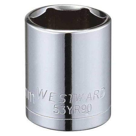 WESTWARD 3/8 in Drive, 18mm Hex Metric, Socket, 6 Points, Steel, Chrome, 18 mm MPN:53YR90