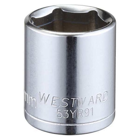 WESTWARD 3/8 in Drive, 19mm Hex Metric, Socket, 6 Points, Steel, Chrome, 19 mm MPN:53YR91