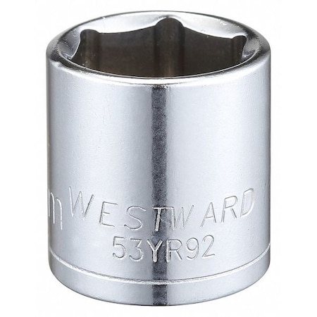 WESTWARD 3/8 in Drive, 20mm Hex Metric Socket, 6 Points, Steel, Chrome, 20 mm MPN:53YR92