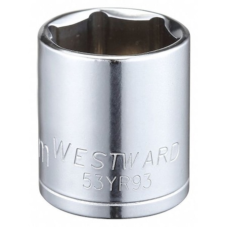 WESTWARD 3/8 in Drive, 21mm Hex Metric, Socket, 6 Points, Steel, Chrome, 21 mm MPN:53YR93