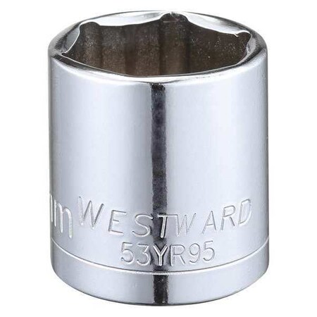 WESTWARD 3/8 in Drive, 23mm Hex Metric, Socket, 6 Points, Steel, Chrome, 23 mm MPN:53YR95