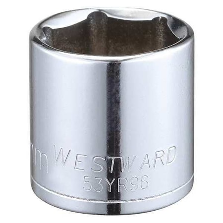 WESTWARD 3/8 in Drive, 24mm Hex Metric, Socket, 6 Points, Steel, Chrome, 24 mm MPN:53YR96