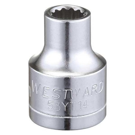 WESTWARD 3/8 in Drive, 6mm Triple Square Metric, Socket, 12 Points, Steel, Chrome, 6 mm MPN:53YT14