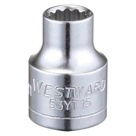 WESTWARD 3/8 in Drive, 7mm Triple Square Metric Socket, 12 Points, Steel, Chrome, 7 mm MPN:53YT15