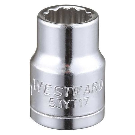 WESTWARD 3/8 in Drive, 9mm Triple Square Metric Socket, 12 Points, Steel, Chrome, 9 mm MPN:53YT17