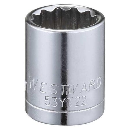 WESTWARD 3/8 in Drive, 14mm Triple Square Metric Socket, 12 Points, Steel, Chrome, 14 mm MPN:53YT22